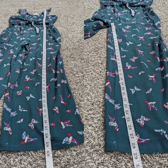 NWT Matilda Jane green butterfly & hummingbird ruffle strap tie waist jumpsuit M - Picture 10 of 12